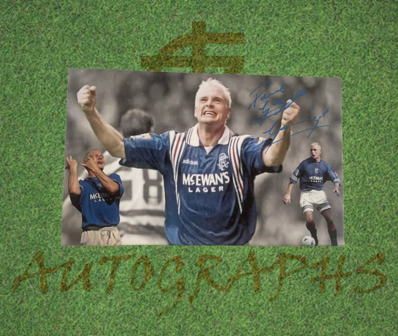 Paul Gascoigne Signed Rangers Football Canvas Montage 16x10