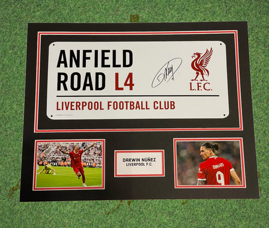 Darwin Nunez Signed Liverpool Football Club Anfield Road Street Sign Display Presentation