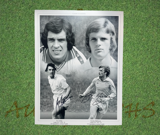 Gordon McQueen and Joe Jordan Signed 16x12 Leeds United Football Club Photo