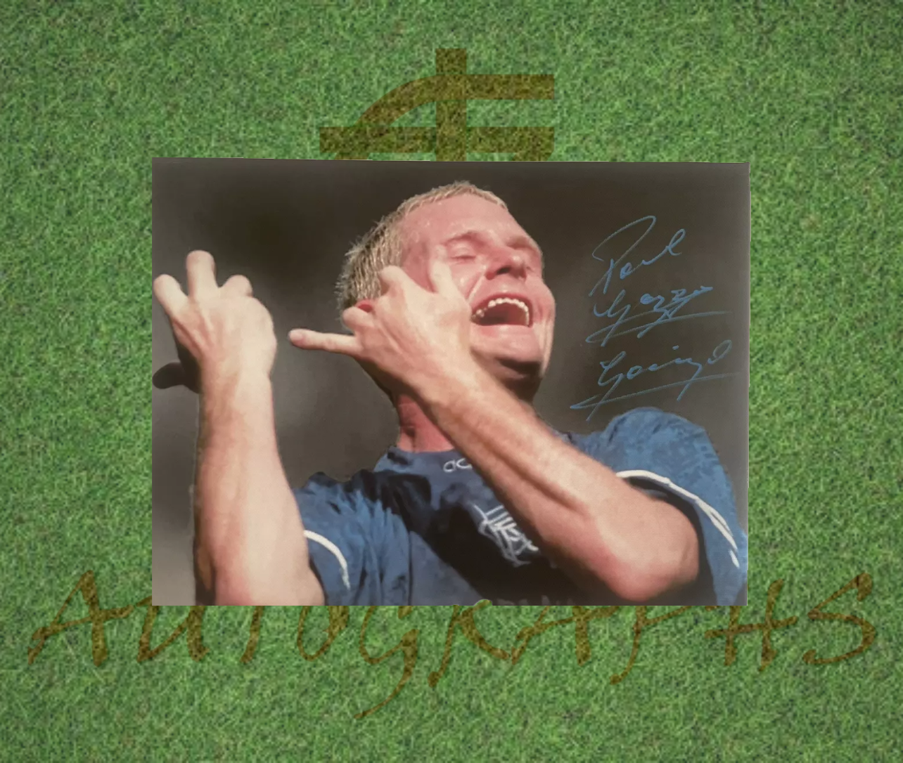 Paul Gascoigne Signed Rangers Flute Football Canvas 16x12