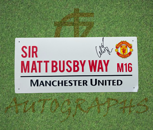 Wes Brown Signed Manchester United Street Sign