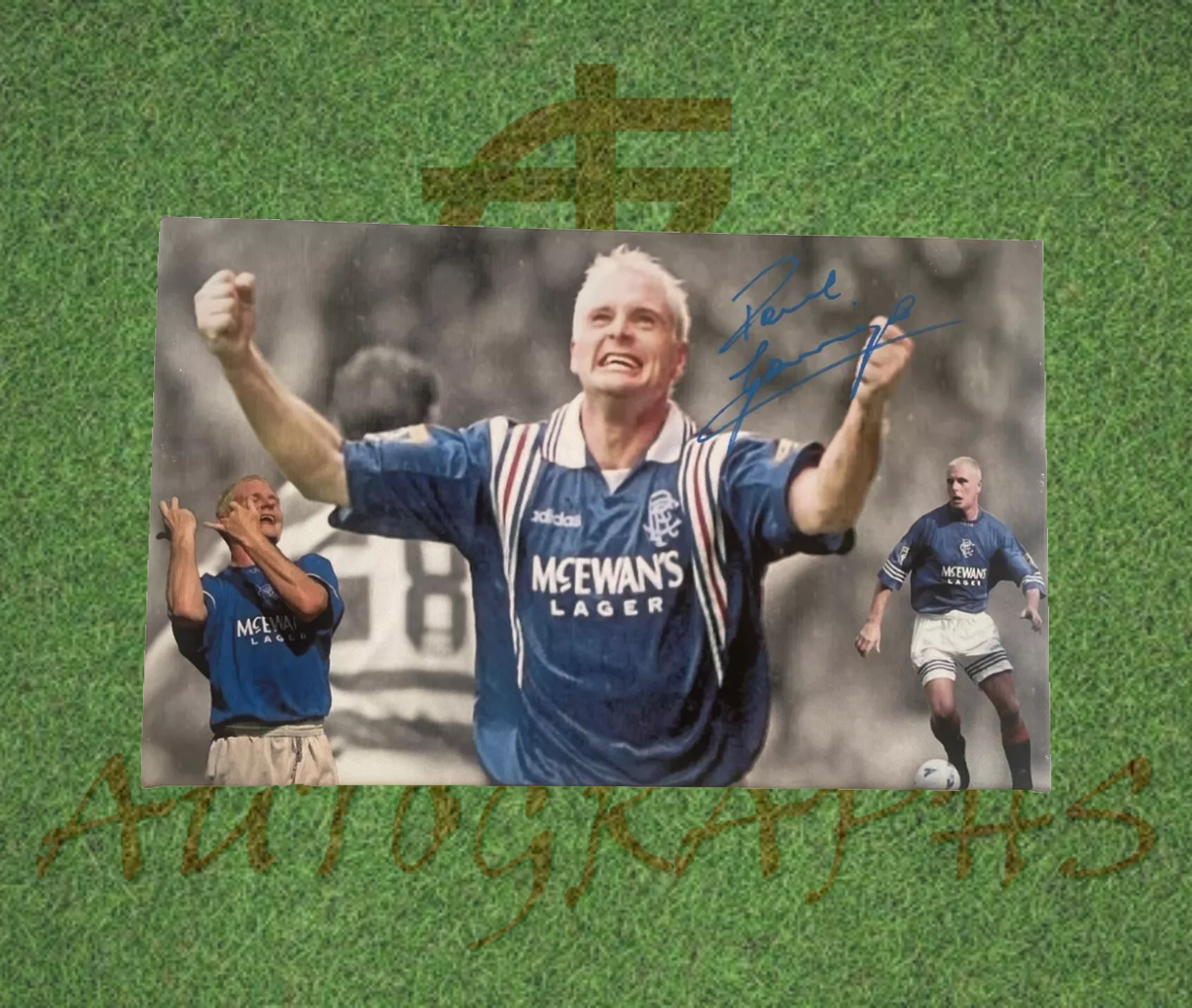 Paul Gascoigne Signed Rangers Football Canvas Montage 16x10