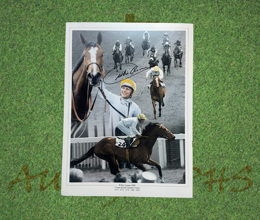 Willie Carson Signed 16x12 Jockey Horse Racing Photo