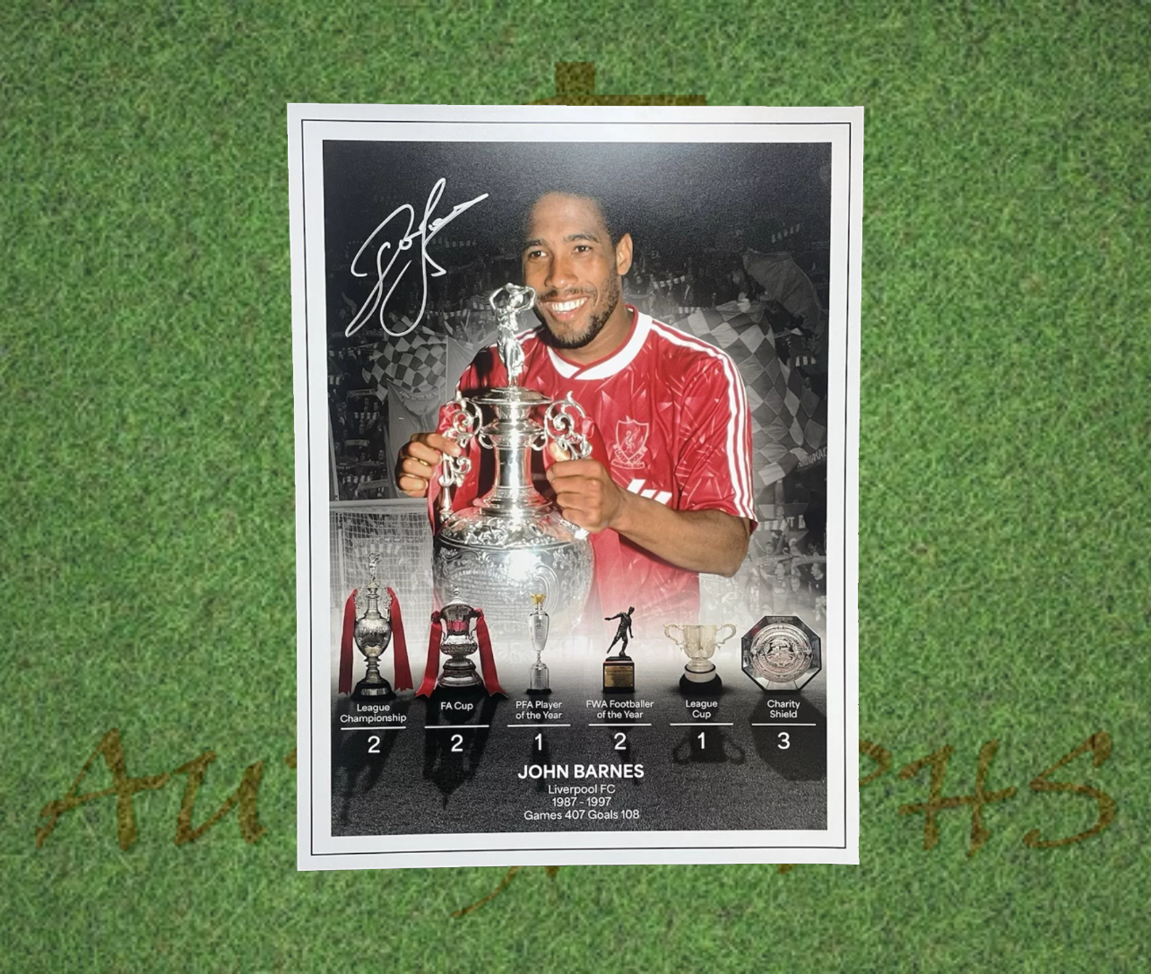 John Barnes Signed 16x12 Liverpool Football Club Photo