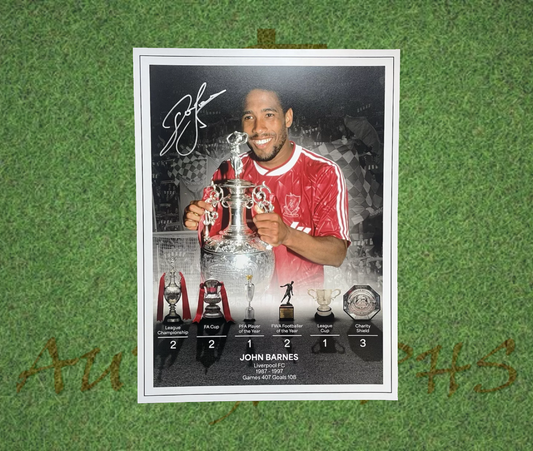 John Barnes Signed 16x12 Liverpool Football Club Photo