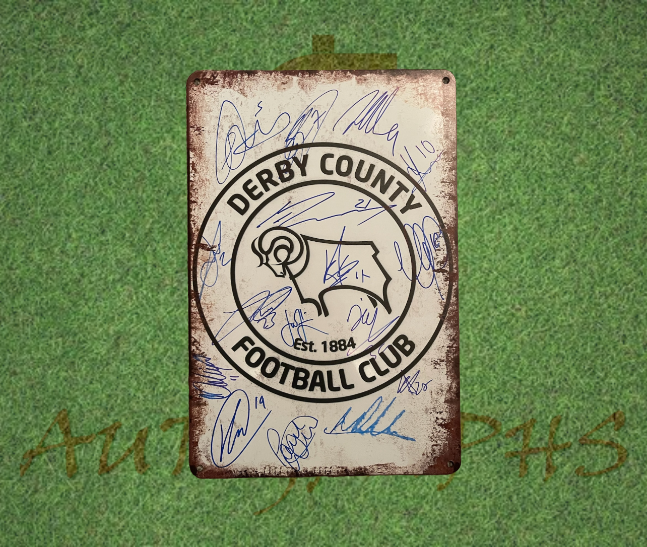 Derby County Football Club Signed 2024/25 squad metal sign