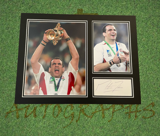 Martin Johnson Signed England Rugby World Cup 2003 Winner Presentation Display Mount