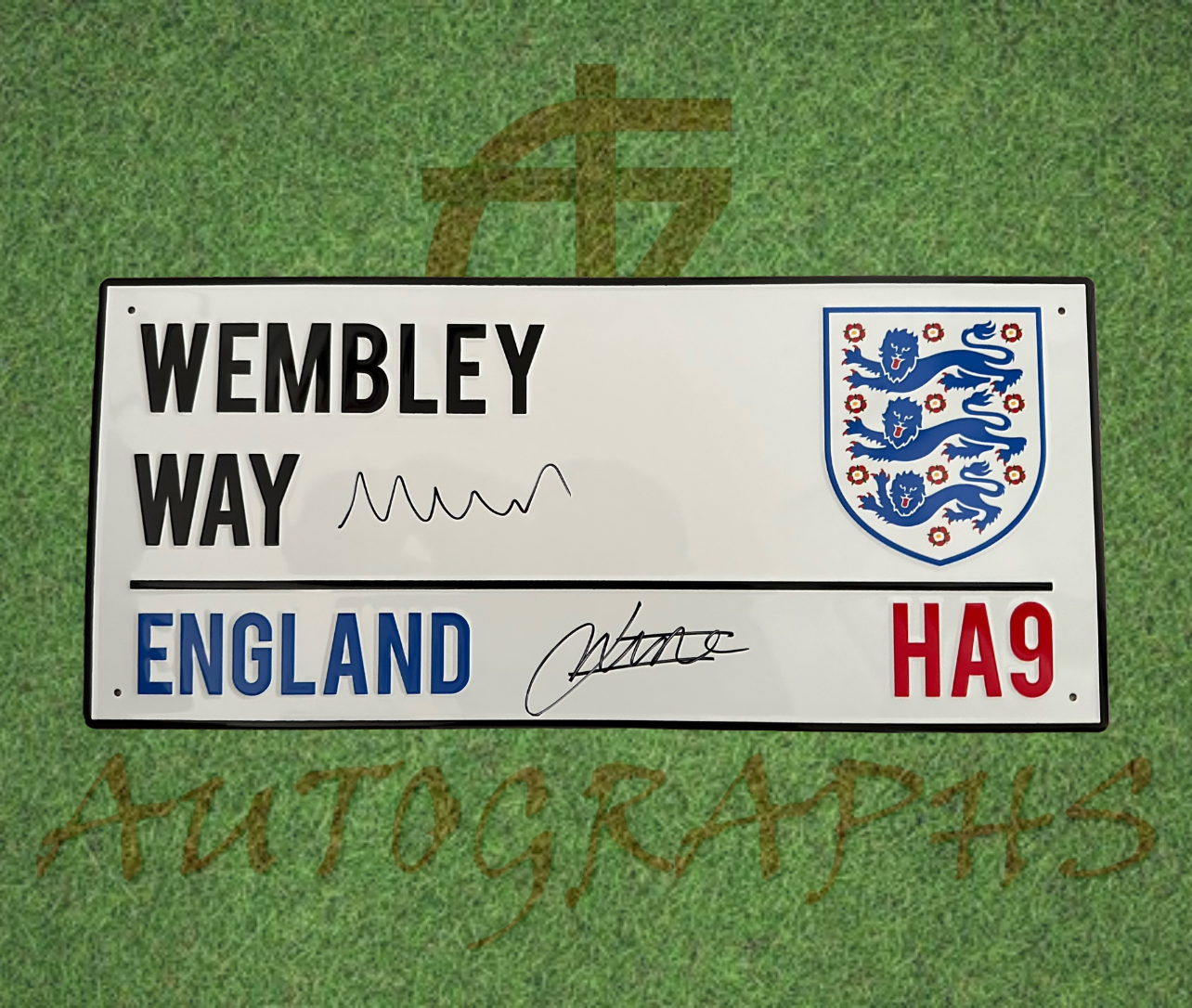 Jonathan Woodgate and Michael Carrick Signed England Football Wembley Way Street Sign