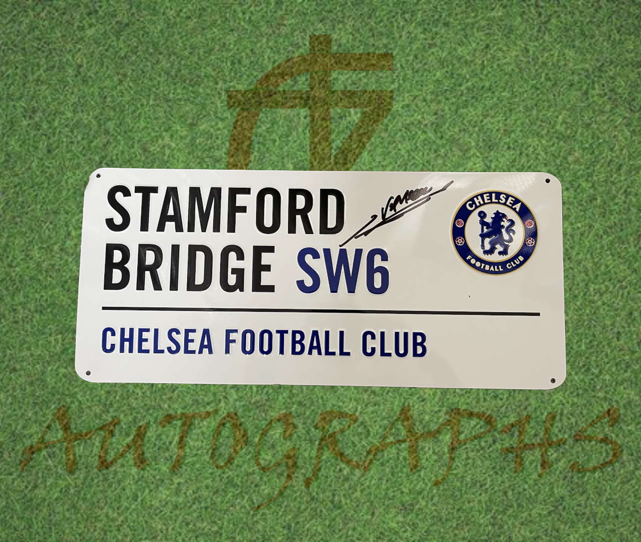 Marcel Desailly Signed Chelsea Football Stamford Bridge Street Sign