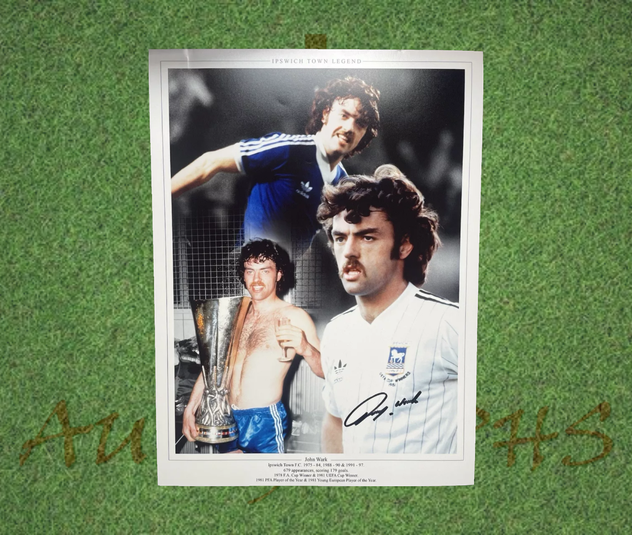 John Wark Signed 16x12 Ipswich Town Football Club Photo