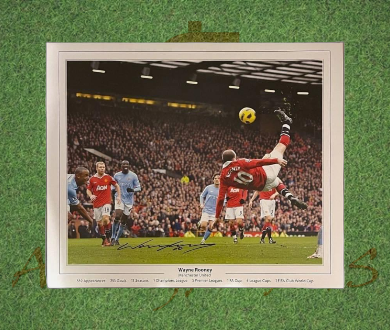 Wayne Rooney Signed 24x20 Manchester United Football Club Overhead Kick Poster