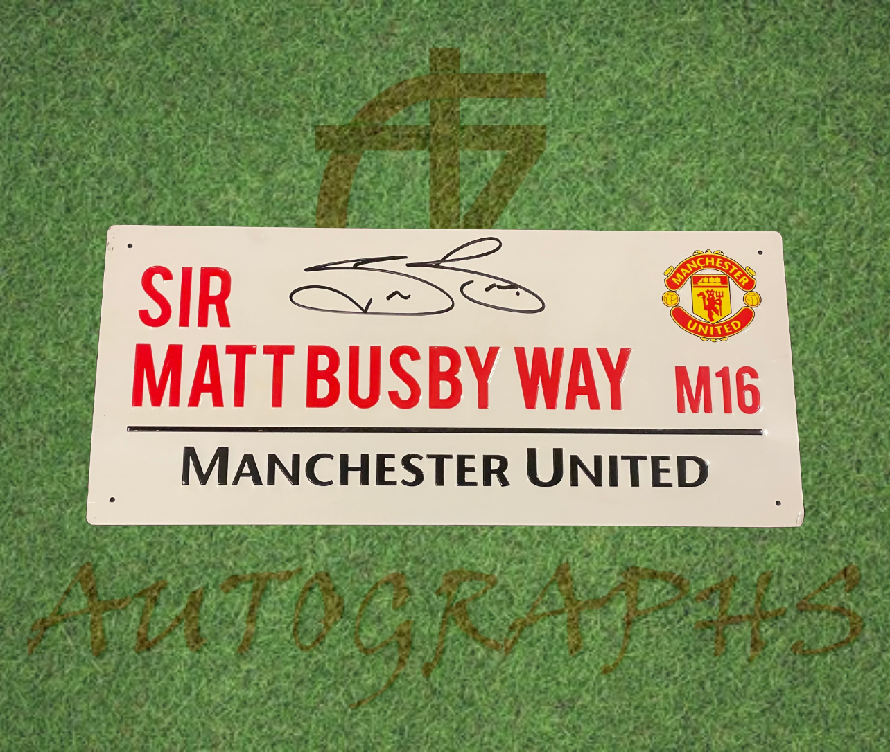 Steve Bruce Signed Manchester United Street Sign Autograph