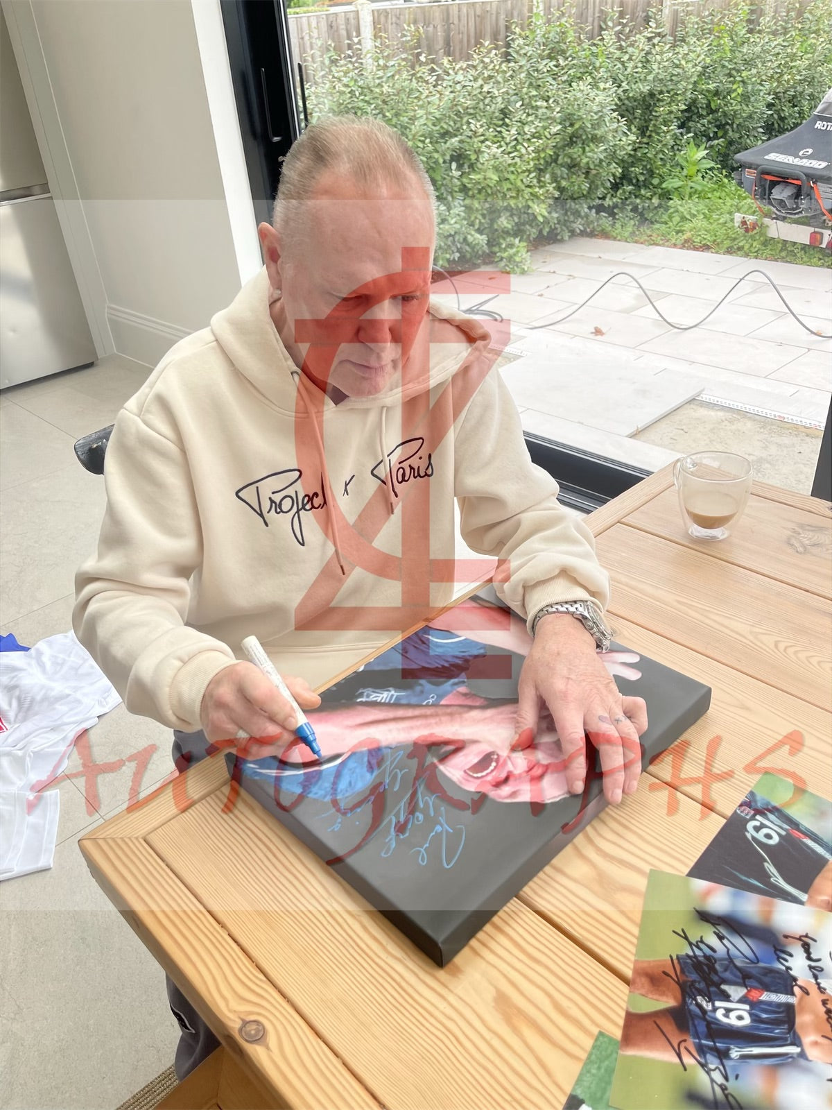 Paul Gascoigne Signed Rangers Flute Football Canvas 16x12