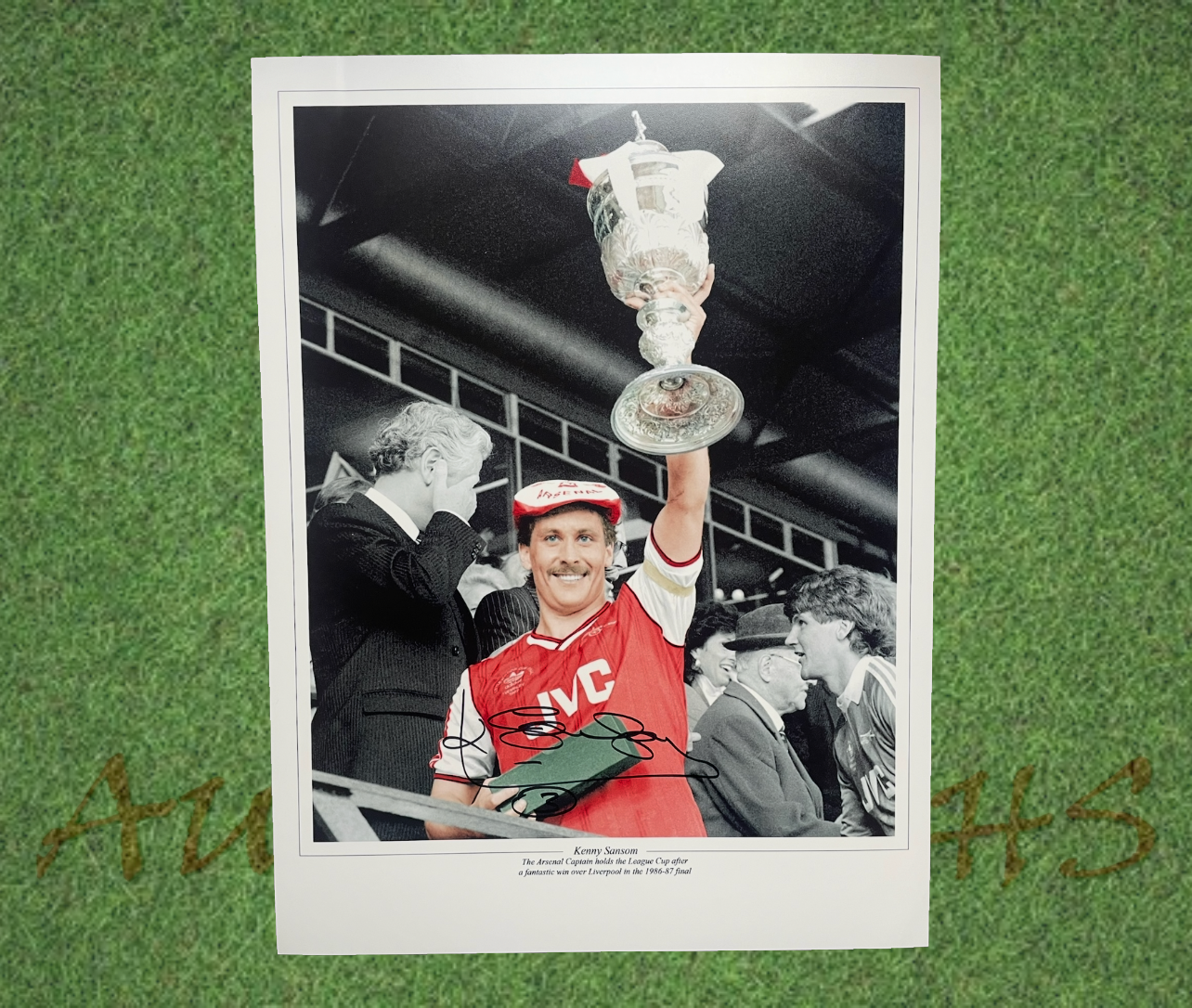 Kenny Sansom Signed 16x12 Arsenal Football Club Photo