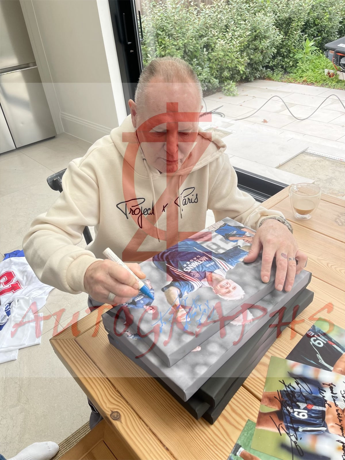 Paul Gascoigne Signed Rangers Football Canvas Montage 16x10