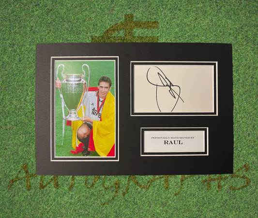 Raul Signed Real Madrid Presentation Mount Display