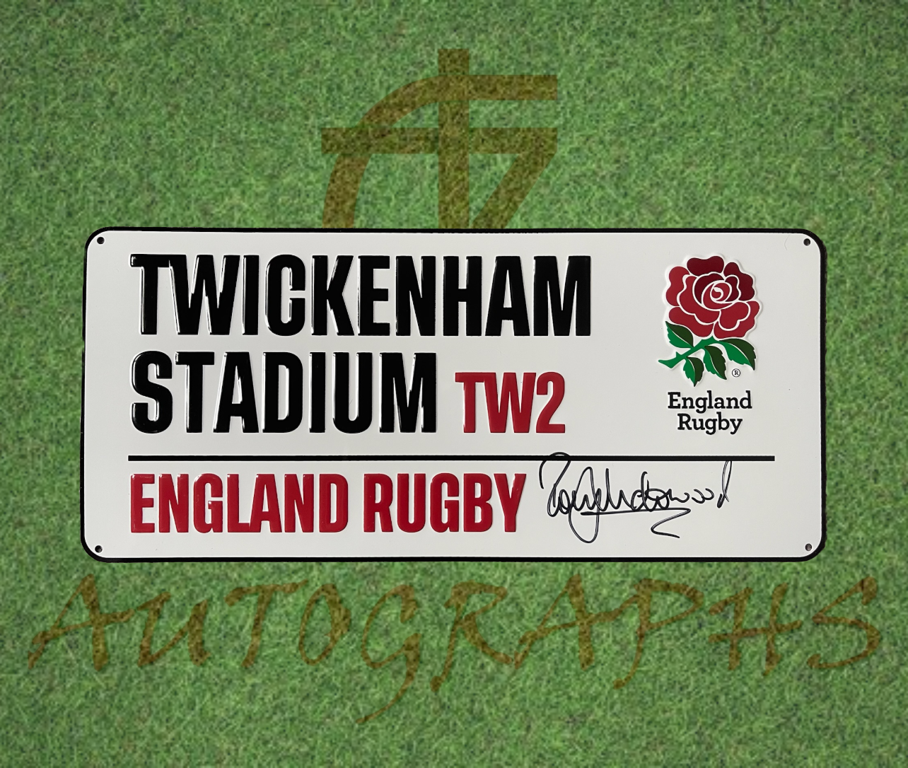 Rory Underwood Signed England Rugby Twickenham Street Sign