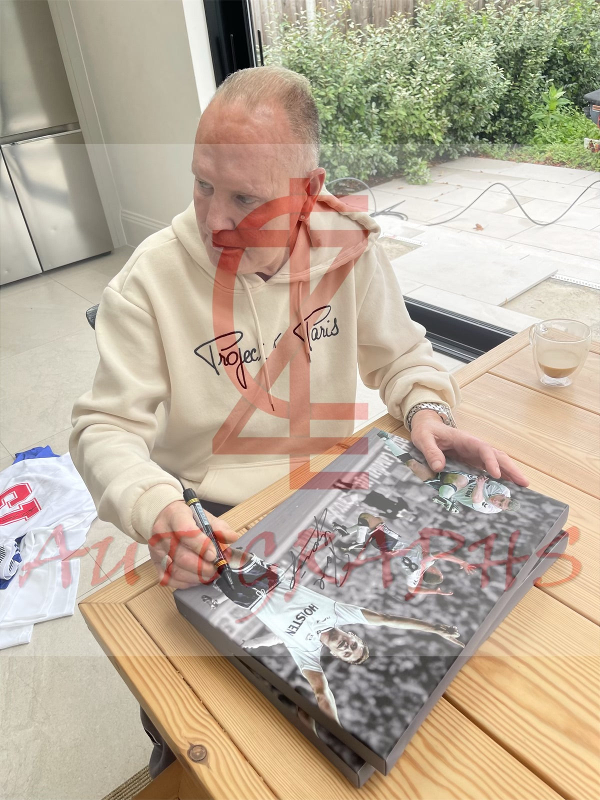 Paul Gascoigne Signed Tottenham Football Canvas Montage 16x12