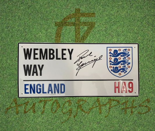 Paul Gascoigne Signed England Football Wembley Way Street Sign