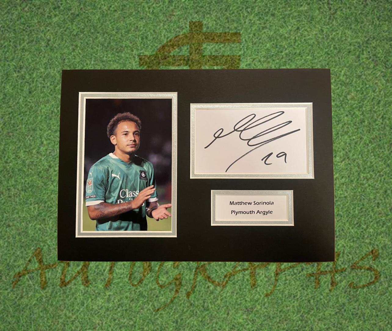 Matthew Sorinola Plymouth Argyle Signed Presentation Mount Display