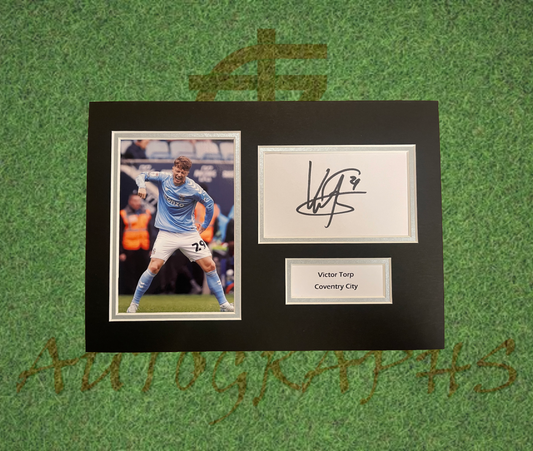 Victor Torp Coventry City Signed Presentation Mount Display