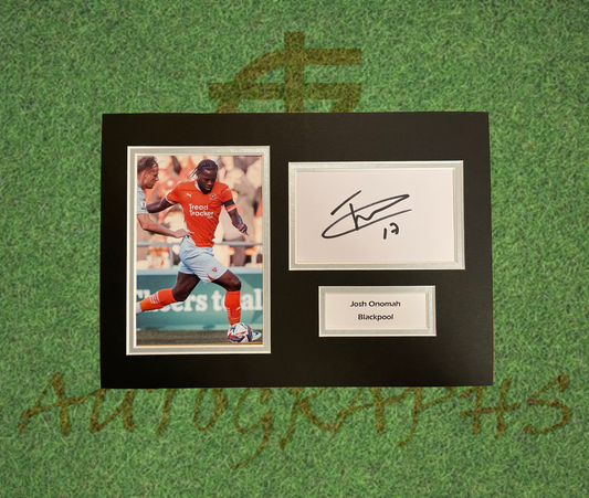 Josh Onomah Blackpool Signed Presentation Mount Display