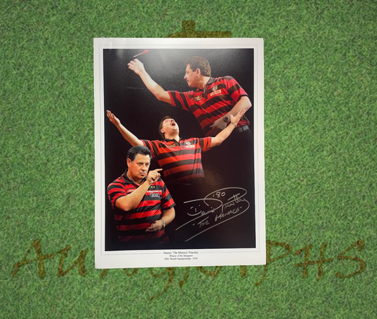 Dennis The Menace Priestley Signed 16x12 Darts Photo