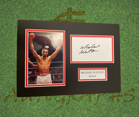 Michael Watson Signed Boxing Presentation Mount Display