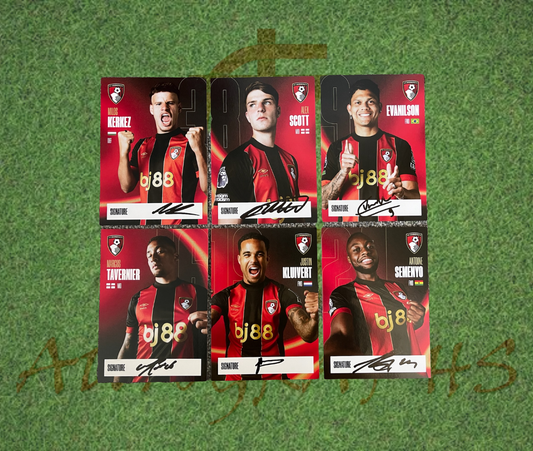 6x AFC Bournemouth Signed Player Club Cards