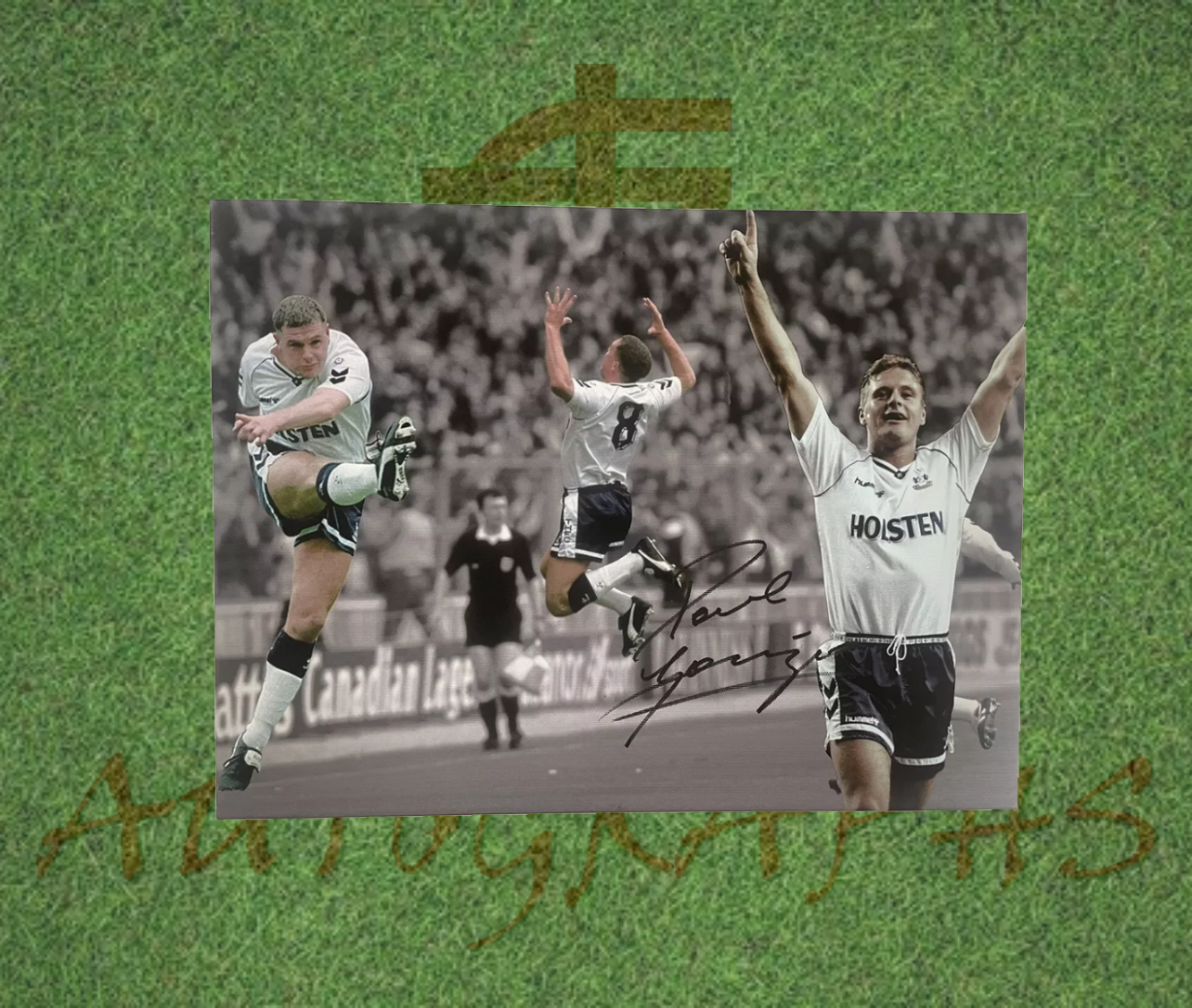 Paul Gascoigne Signed Tottenham Football Canvas Montage 16x12