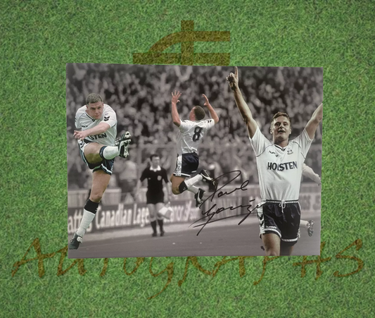 Paul Gascoigne Signed Tottenham Football Canvas Montage 16x12