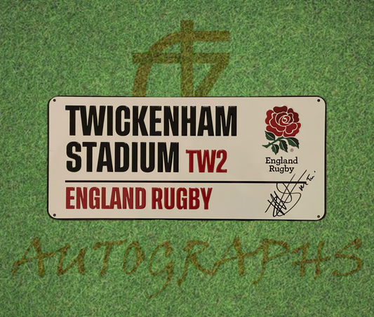 Manu Tuilagi Signed England Rugby Twickenham Street Sign